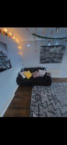 Genuine black leather 3 seater sofa