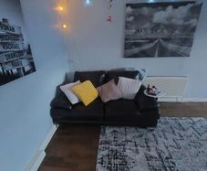 Genuine black leather 3 seater sofa