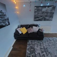 Genuine black leather 3 seater sofa