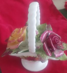 Vintage Basket of Flowers Bone China Ornament
