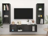 3 Piece TV Cabinet Set Grey Chipboard