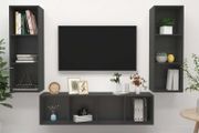 3 Piece TV Cabinet Set Grey Chipboard