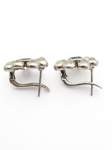 Vintage 925 Sterling Silver Moonstone Blue Topaz Earrings