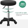 Round Rolling Stool with Wheels Height Adjustable Spa Stool for Salon Massage Home Kitchen Black Image 4