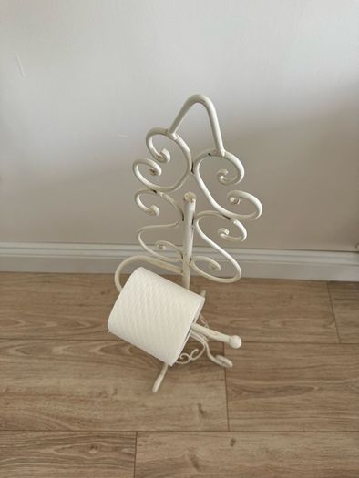 Vintage Freestanding Toilette Paper Holder White