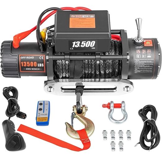 13500 LBS Electric Winch 12V 6120KG 13500LBS For 4X4 92FT Synthetic Trailer Ropes Towing Strap