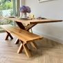 Rustic Oak 2m Dining Table & Matching Bench, Excellent Condition. Image 4