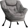 Armchair Comfy Chair Living Room Armchair Velvet Chair Accent Chair Reading Chair Relax Arm Chair Lounge Chair Bedroom Chair with Steel Frame, Dark Grey Image 4