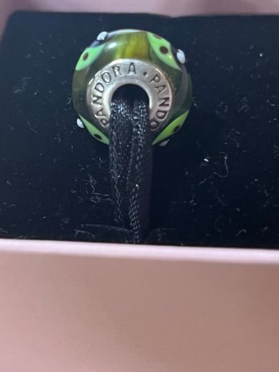 Pandora Green Ladybug Murano Glass Charm