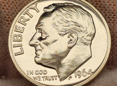 USA United States 1964 Silver Roosevelt Dime Beautiful Gem Proof