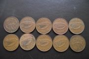 10 Irish 2 pence coins (1971-1996)