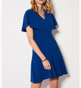 Karen Millen Cape Detail A-Line Dress Cobalt Blue