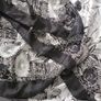 100% Pure Silk Scarf XL 108x108cm Black White Floral Print Vintage Style Square Shawl Wrap Image 2