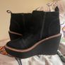 Black Suede Wedge Ankle Boots Image 2
