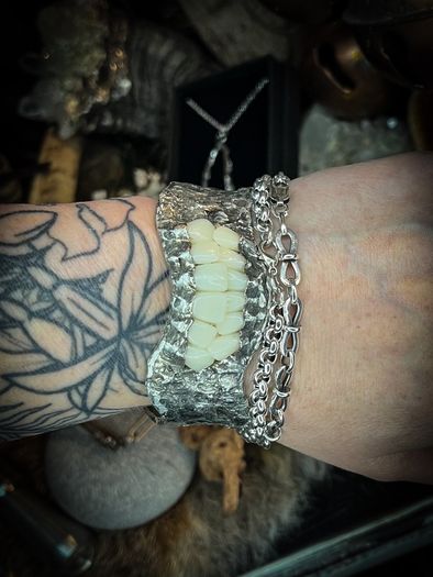 1 Set of Teeth Silver Bangle Weird Odd Unusual
