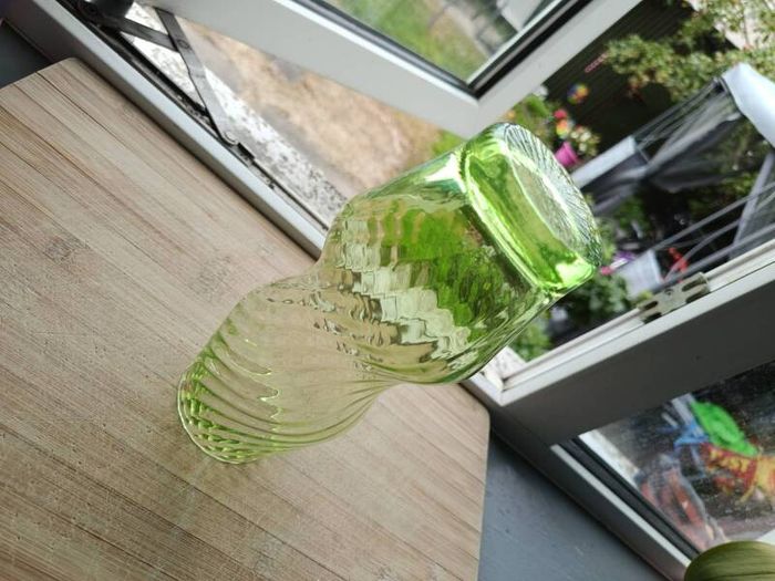 Vintage Humppila Green Swirl Glass Vase