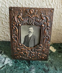 Art noveau embossed copper photo frame