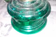 Beautiful Old Green Glass Oil Lamp, Postage Available