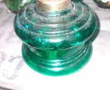 Beautiful Old Green Glass Oil Lamp, Postage Available