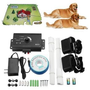 2 Dog Dog Barrier Safety Wireless Electronic Fence Trainning Collar Fencing Plug Waterproof Ground Shock Vibration Tone Collar Kit Garden Area Electronic Wireless Fence Containment System Dog Pet
