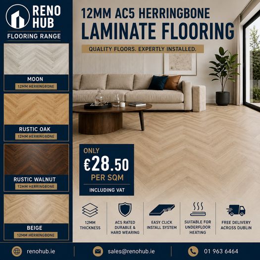 12mm AC5 Herringbone Laminate Flooring | Premium Quality