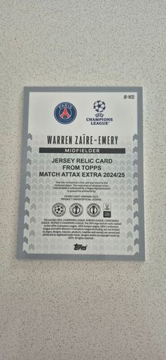 Match Attax Extra 24/25 Warren Zaire-Emery Jersey Relic Card