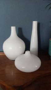 Fabulous Collection of Three Rare Vintage IKEA Hand-Blown Salong Glass Vases designed by Johanna Jelinek, Opaque White Colourway, Circa 1990