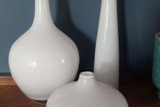 Fabulous Collection of Three Rare Vintage IKEA Hand-Blown Salong Glass Vases designed by Johanna Jelinek, Opaque White Colourway, Circa 1990