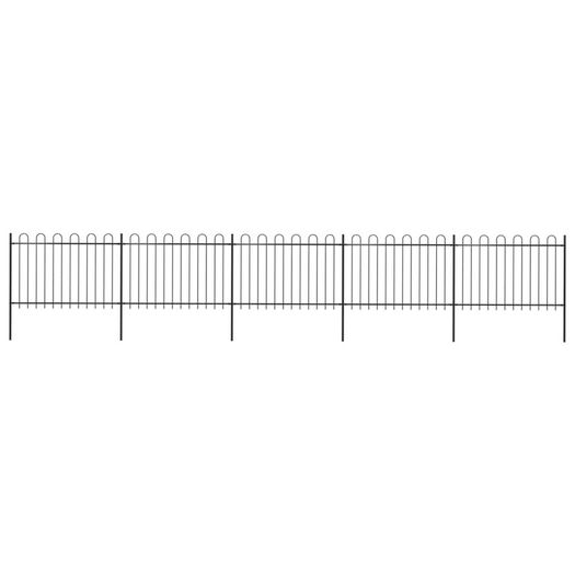 Garden Fence with Hoop Top Steel 8.5x1.2 m Black