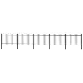 Garden Fence with Hoop Top Steel 8.5x1.2 m Black