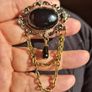 Vintage Black Stone Brooch Image 2