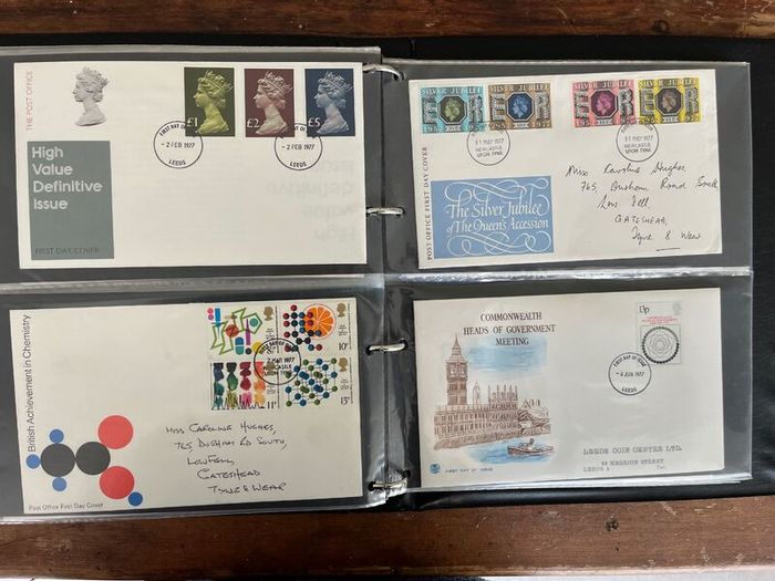 Collection of 80 UK First Day Cover stamps 1970 to 1979 in album with 10 extra pages
