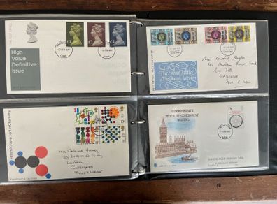 Collection of 80 UK First Day Cover stamps 1970 to 1979 in album with 10 extra pages