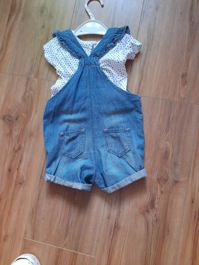 baby soft denim dungaree shorts and tee