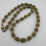 Antique Venetian Style Gabri Eyes Green Glass & Bone Beads Necklace Image 7