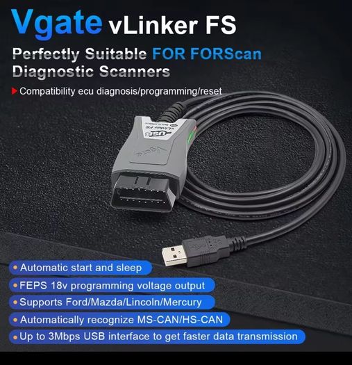 Vgate Vlinker FS ELM327 USB OBD2 Car Diagnostic Tools FORScan OBD2 Automotive Scanner MS/HS CAN PK OBDLink EX For Mazda also 2025 Vgate vLinker FS USB OBD car diagnostic scanner for All Ford Mazda models work with FORScan carflash hidden ,programming