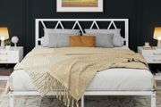 King Size Bed Frame with Headboard, Heavy Duty Metal Under Bed Storage, No Box Spring Needed, Easy Assembly, White