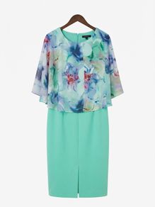 Brand New Tia London Mint Green & Floral Overlay Dress