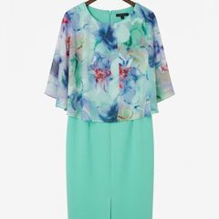 Brand New Tia London Mint Green & Floral Overlay Dress