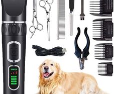 Dog Clippers, Dog Grooming Clippers, Rechargeable, 3-Speed, Cordless, Low Noise Grooming Kit for Dog Cat and Other Pets