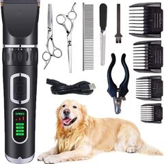Dog Clippers, Dog Grooming Clippers, Rechargeable, 3-Speed, Cordless, Low Noise Grooming Kit for Dog Cat and Other Pets