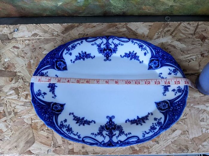 vintage blue and white platter