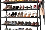 NEW SALE | 9-Tier Tall Shoe Rack for Closet - Shoe Organizer with Hook Rack, Large-Capacity of 36-45 Pairs, Metal Space-Saving Shoe Shelf for Entryway, Closet