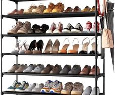 NEW SALE | 9-Tier Tall Shoe Rack for Closet - Shoe Organizer with Hook Rack, Large-Capacity of 36-45 Pairs, Metal Space-Saving Shoe Shelf for Entryway, Closet