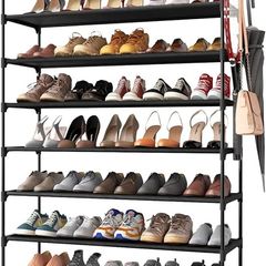 NEW SALE | 9-Tier Tall Shoe Rack for Closet - Shoe Organizer with Hook Rack, Large-Capacity of 36-45 Pairs, Metal Space-Saving Shoe Shelf for Entryway, Closet