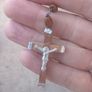 Title: Authentic Jerusalem Olive Wood Rosary & Leather Case  Description: Selling an authentic Catholic rosary made from Holy Land olive wood beads. The back of the crucifix is stamped "JERUSALEM", and the center medal is stamped "TERRA SANTA" with a  Image 3