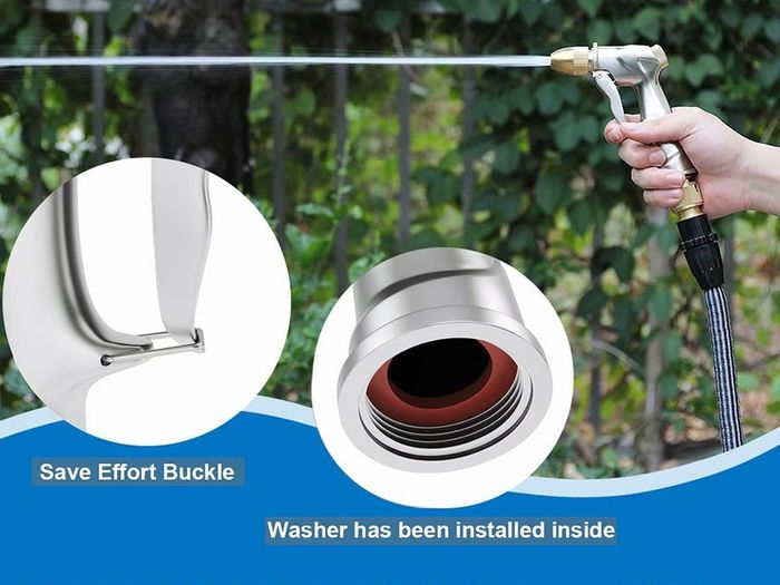 Heavy-Duty Metal Garden Hose Nozzle, Made of 100% Metal Construction Built and Brass Head, Metal Spray Gun w/Pistol Grip Trigger for Watering Plants & Lawn, Car Washing, Patio, Dog & More