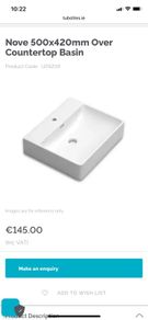 Nove 500x420mm Over Countertop Basin