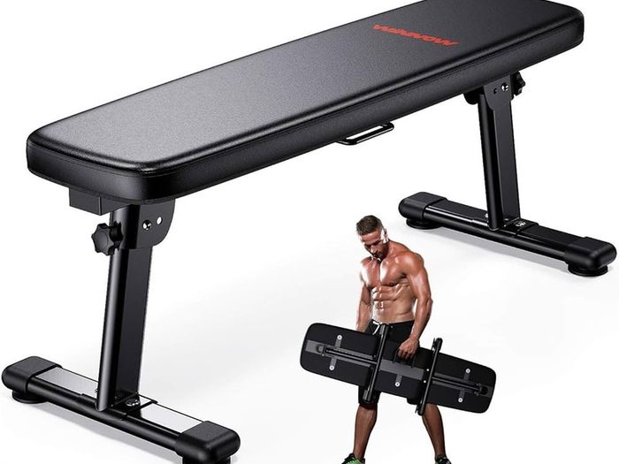 LIMITED TIME DEAL | Weight Bench Folding Workout Bench with Carrying Handle Flat Home Training Multiuse Fitness Bench