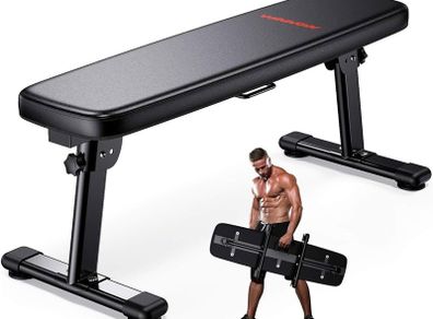 LIMITED TIME DEAL | Weight Bench Folding Workout Bench with Carrying Handle Flat Home Training Multiuse Fitness Bench